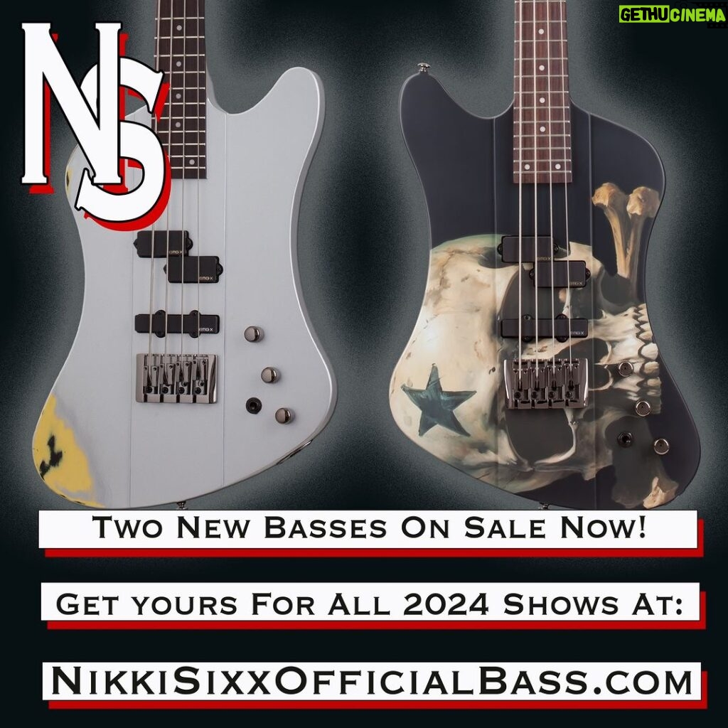 Nikki Sixx Instagram - 🔥 Two brand new designs available for 2024 shows! A few night have already sold out.. Nikkisixxofficialbass.com 🔗 LINK IN BIO 🔗