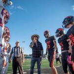 Nikki Sixx Instagram - Repost from @jhnewsandguide • Mötley Crüe bassist and Jackson Hole resident Nikki Sixx tosses a coin to determine who chooses to receive the ball first Friday during the Broncs’ season opener against the Teton Timberwolves at William T. McIntosh Stadium. On opposite sides of the mountain range, Jackson Hole and Teton high schools have developed quite a rivalry in football. Going into Friday’s annual Battle of the Tetons, the programs were 9-9 against each other in the past 18 meetings. But for a second straight year, the Timberwolves from Driggs and coach David Joyce cleaned up, winning 47-21 before a spirited crowd at William T. McIntosh Stadium in Jackson. The Broncs donned all-black uniforms, and Teton wore white jerseys and pants with maroon helmets. To match, Teton’s student section wore white, and Jackson’s “Black Hole” wore black. Most of the night was a contrast, and the game itself was no different. Tap the link in our bio to read more. Photo by @bradlyjboner / @jhnewsandguide #jhnews #jacksonhole #wyoming Jackson, Wyoming
