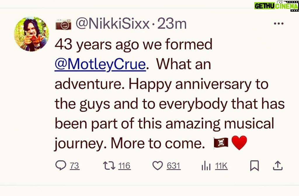 Nikki Sixx Instagram - 🎂 ❤️ 🏴‍☠️ Hollywood, California