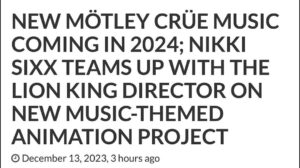 Nikki Sixx Instagram - Really looking forward to all the new creativity coming in 2024.