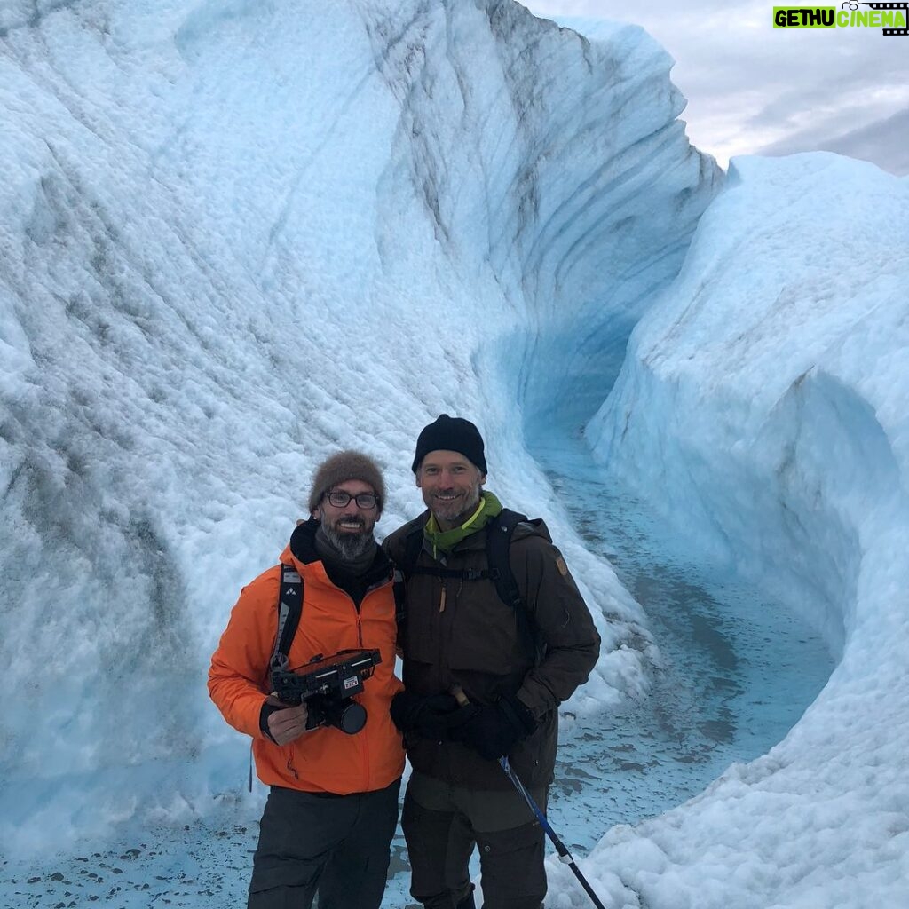 Nikolaj Coster-Waldau Instagram - Camping on the greenland icecap with my brother in law peter from greenland and a small danish filmcrew from DR1. Peter had been at same location 12 years ago. Since then the icecap here had retreated 100 m and dripped 50 m . Climate change is seen all over the world and the Greenlandic icecap is like the canary in the coalmine. Letting us know we have to take action. Seeing this enormous unfathomable jawdropping place up close is inspiring beautiful and a thought provoking. . @undp #globalgoals #tripofalifetime Søndre Strømfjord, Vestgronland, Greenland