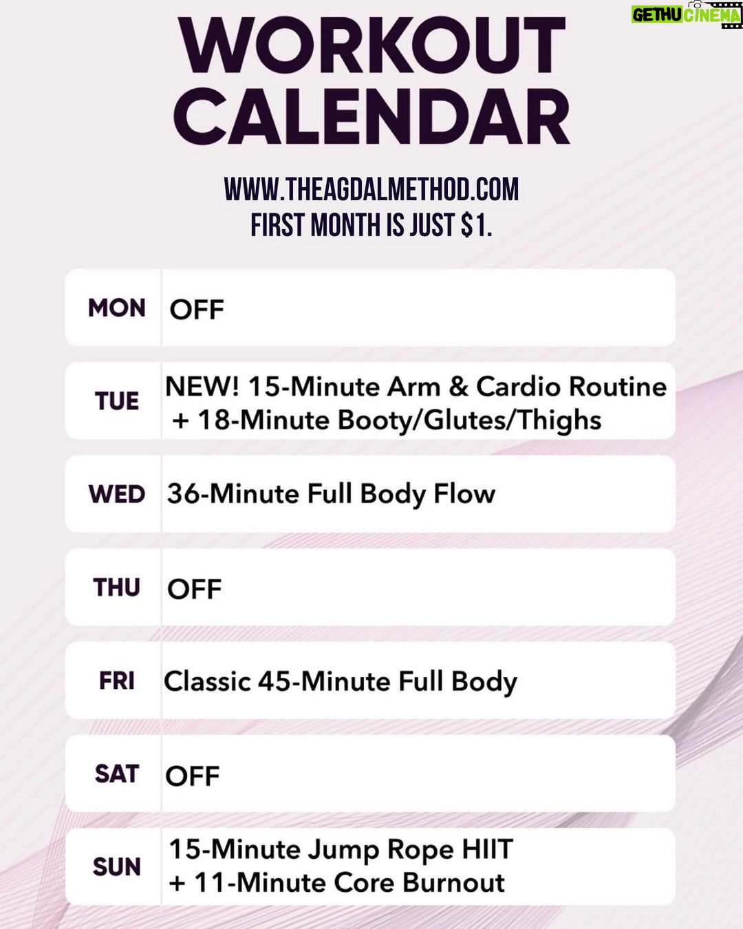 Nina Agdal Instagram - ➡️Swipe for this week’s workout calendar and complete it with me (on my app)📲. If you haven’t tried it out already, your first month is only $1! Not only can you sculpt and tone with me whenever or wherever, but you also have access to a TON of other content when you subscribe! 💗WHAT YOU GET: 🗓My weekly schedule 🏋️♀️Toning workouts 🏃♀️Cardio workouts 🤸♀️Full body 💪Arms & Abs 🍑Legs & Booty 🧘♀️Stretch 🥗Recipes 💁♀️Lifestyle content 💗MY GOAL: ✨Celebrate our bodies and focus on creating and living a healthy, body positive lifestyle ✨Cultivate an awesome and supportive community ✨Tone and sculpt to feel stronger through bodyweight exercises and cardio ✨Develop healthy and well rounded wellness routines What more do you want to see from me?! Let me know in the comments 👇👇and click the link in my bio to download! #TheAgdalMethod Wearing one of my favorite sets @dkny 🙏