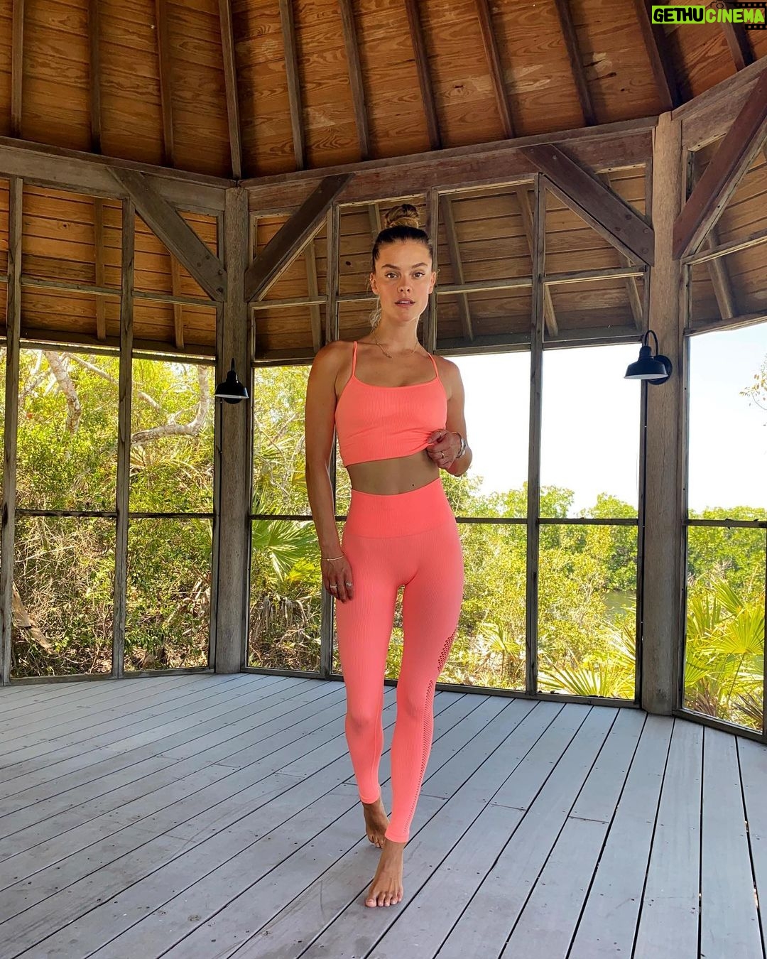Nina Agdal Instagram - Who’s ready to workout with me?! Head over to @DKNY for a quick toning full body routine! Also how happy is this color?! 💖🍭#DKNYSport #ad