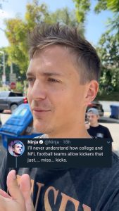 Ninja Instagram - Can NINJA kick a FIELD GOAL? 😂 NEW PartyChat episode w/ @NINJA! (link in bio)