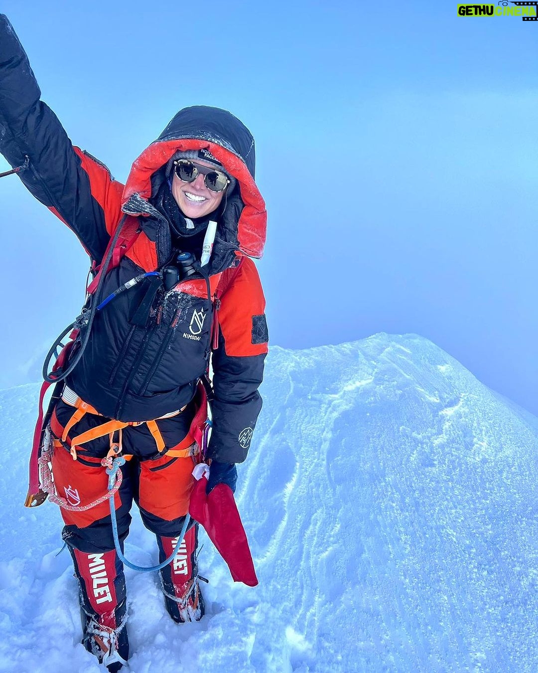 Nirmal Purja Instagram - Introducing @christine_vogondy who first climbed #Manaslu with us on a tough season and was one of the very few to summit that year. Fast forward to now and she is already smashing it alongside myself, and @EliteExped, helping her #Achieveyournewpossible! Christine battled food poisoning this year when starting the Pakistan Big 5, and took double the time to get to Camp 2 on Nangaparbat but she didn’t give up. She managed to recover at Camp 2 before making the summit push. I was super impressed by her sheer determination and resilience as she cracked on and made the summit happen! She is a world-record breaker in her own right, having been part of our team, including @anyatravler, @tejan.g, myself and amazing Elite Exped Sherpa team guides that climbed all of the Big 5 mountains in Pakistan in 26 days, ( the team are part of the new world record for climbing with oxygen, even beating Kristin Harila’s impressive time of 30 days to do the 5. I climbed without oxygen.) she was also part of the group that climbed K2 ( on 28th) that did it in just over 35 hours. Just 15 minutes behind Anna’s group. Amazing to see so many people smashing records and achieving their dreams! Christine is becoming a new superwoman of the mountains who’s smashed six of the 8,000ers and we look forward to helping her on the other 8,000m peaks. I am proud to have her wearing my #NimsdaiUlitmateSummitSuit! If you want to start your journey into the #Bigmountains the email my team Info@eliteexped.com Copyright: @nimsdai #eliteexped #nimsdai #14peaks #14peaksnothingisimpossible #achieveyournewpossible #nothingisimpossible #nims #nimspurja #14peaks6months #beyondpossible #k2winter #k2firstascentnoo2 #uksf #club8000ers #everest #k2 #k2winter #aboveandbeyondadventure #ManasluTrek #HimalayanAdventure #WildlifeEncounters #ConquerThePeaks #DalBhat #EliteExpeditions #ExperienceNepal #bucketlistadventures Himilayas