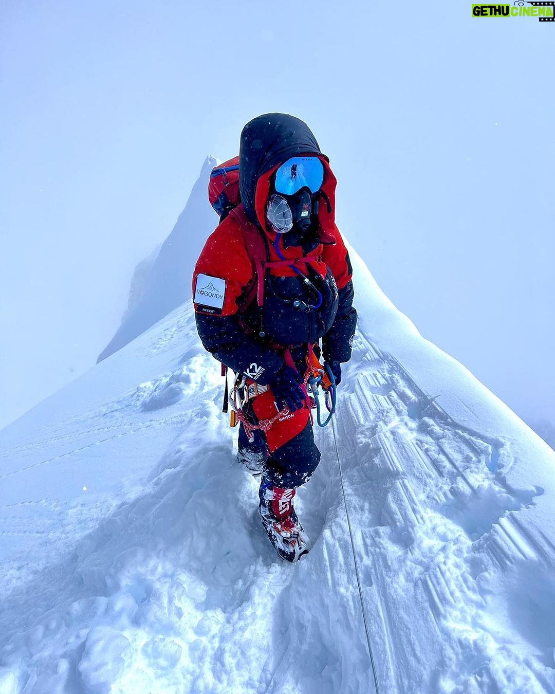 Nirmal Purja Instagram - Introducing @christine_vogondy who first climbed #Manaslu with us on a tough season and was one of the very few to summit that year. Fast forward to now and she is already smashing it alongside myself, and @EliteExped, helping her #Achieveyournewpossible! Christine battled food poisoning this year when starting the Pakistan Big 5, and took double the time to get to Camp 2 on Nangaparbat but she didn’t give up. She managed to recover at Camp 2 before making the summit push. I was super impressed by her sheer determination and resilience as she cracked on and made the summit happen! She is a world-record breaker in her own right, having been part of our team, including @anyatravler, @tejan.g, myself and amazing Elite Exped Sherpa team guides that climbed all of the Big 5 mountains in Pakistan in 26 days, ( the team are part of the new world record for climbing with oxygen, even beating Kristin Harila’s impressive time of 30 days to do the 5. I climbed without oxygen.) she was also part of the group that climbed K2 ( on 28th) that did it in just over 35 hours. Just 15 minutes behind Anna’s group. Amazing to see so many people smashing records and achieving their dreams! Christine is becoming a new superwoman of the mountains who’s smashed six of the 8,000ers and we look forward to helping her on the other 8,000m peaks. I am proud to have her wearing my #NimsdaiUlitmateSummitSuit! If you want to start your journey into the #Bigmountains the email my team Info@eliteexped.com Copyright: @nimsdai #eliteexped #nimsdai #14peaks #14peaksnothingisimpossible #achieveyournewpossible #nothingisimpossible #nims #nimspurja #14peaks6months #beyondpossible #k2winter #k2firstascentnoo2 #uksf #club8000ers #everest #k2 #k2winter #aboveandbeyondadventure #ManasluTrek #HimalayanAdventure #WildlifeEncounters #ConquerThePeaks #DalBhat #EliteExpeditions #ExperienceNepal #bucketlistadventures Himilayas