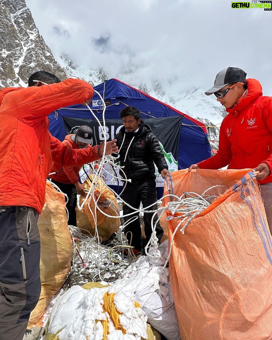 Nirmal Purja Instagram - Pakistan mission complete for 2023. 💥 We are so proud of our whole team - from our porters and guides to clients. This year has been another hugely successful season for Elite Exped, with multiple new records set. Including for the fastest time with both oxygen and without oxygen to summit all of the five 8,000ers in Pakistan at 26 days. For us, it is all about helping our teams achieve their dreams. We work with local guides, porters and kitchen teams in Pakistan; supporting specialist and skilled jobs in the area, and supporting the wider economy through our partnerships with hotels and hospitality companies. For us, giving back to the local community is so important, and we were proud to once again help the @nimsdai_foundation with the Big Mountain Clean Up. With our local guiding team, we removed 200kg of waste from the mountains - including 60kg of old rope - making the area cleaner and safer. In total we had 100% success rate across our five mountain expeds - bringing all clients to the summit and back safely. We are proud to help everyone achieve their new possible. Across the next few posts we will highlight some of the amazing things our adventurers and guides have achieved in Pakistan. Join us next year ✉️ info@eliteexped.com Copyright: @nimsdai #eliteexped #nimsdai #14peaks #14peaksnothingisimpossible #achieveyournewpossible #nothingisimpossible #nims #nimspurja #14peaks6months #beyondpossible #k2winter #k2firstascentnoo2 #uksf #club8000ers #everest #k2 #k2winter #aboveandbeyondadventure