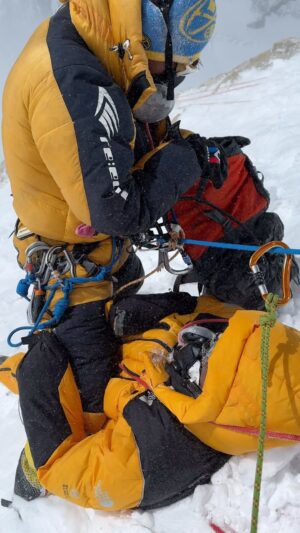 Nirmal Purja Instagram - RESCUE AT SOUTH SUMMIT/WORLD’s HIGHEST RESCUE! 

Some of my Elite Exped team and I were involved in rescuing a climber from another guiding company on our way down from our Everest summit. 

We found the climber Capt Dipendra Singh khatri , from another team, at the South Summit of Everest (8,749m). The climber had been there overnight. 

I am thankful to my clients Jack and Will Lundin, for releasing me and Pasang Jharok to go and help with this rescue. Thank you to @anyatraveler for releasing @guideyukta and @alasdair_mckenzie for releasing Ki Temba to help. Even though they have paid us to be their guide, our clients kindly released us to help in this rescue.

Together we brought the climber all the way down to Camp 4 (7,950m) and there we handed the climber into the care of two Sherpas from the other guiding company. 

We are now all safe at Camp 2 – together with our clients who re-joined us at Camp 4. We understand the climber and Sherpas have not made it back to Camp 2 yet. We wish the rescued climber and the team the very best and all we hope for is that they are safe.

I am very proud of my @eliteexped team and clients – on the mountain we are all one community and we look out for each other.

Note: I have never charge a penny for all the rescues I have done & that’s also including my team from @eliteexped ( Annapurna, Kanchenjunga Everest x 2 ) 

Leaving someone behind isn’t in the blood 👊🏽💥

Copyright: @nimsdai 

#14peaksnothingisimpossible #14peaks #nothingisimpossible #nimsdai #nimspurja #14peaks6months #beyondpossible #k2winter #k2firstascentnoo2 #uksf #achieveyournewpossible #club8000ers #everest #k2 #aboveandbeyondadventure #eliteexped #alwaysalittlehigher