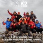 Nirmal Purja Instagram - Today, three years ago, in glorious sunshine and biting cold, me and the ten-strong Nepalese Team strode to the summit of K2 in Winter, arm-in-arm, singing the Nepal national anthem. This is a feat no one thought possible – the first time K2 had ever been summitted in winter, another ground-breaking evolution and one I’m so proud to say I did with my Nepal brothers. It was not about ego or who would make it to the top first, it was about true collaboration – putting that ego aside to ensure this summit was remembered for the power of teamwork, collaboration and to inspire the human race that nothing is impossible. I know you guys have been eagerly awaiting this full story, and believe me, we cannot wait to share it. Huge congratulations again to my brothers: K2 winter team: 1. Nimsdai Purja 2. Mingma David Sherpa (Team Nimsdai) 3. Mingma Tenzi Sherpa (Team Nimsdai) 5. Pem Chiri Sherpa (Team Nimsdai) 4. Geljen Sherpa (Team Nimsdai) 6. Dawa Temba Sherpa (Team Nimsdai) 7. Mingma G 8. Dawa Tenjin Sherpa (Team Mingma G) 9. Kilu Pemba Sherpa (Team Mingma G) 10. Sona Sherpa (SST) #Nimsdai #EliteExped #Skydivenimsdai #Nimsdaifoundation #k2winter #Nimsdaistore #UKSF #K2winterno02 #14peaks #Achieveyournewpossible #nothingisimpossible #14peaksnothingisimpossible #SBS #Ghurka #beyondpossible #MotivationalSpeaker #Expedleader