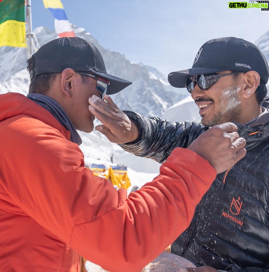 Nirmal Purja Instagram - Greetings to you all from #everestbasecamp ! Nothing but sending you all good vibes ππ½π₯ππ½ππ½ @eliteexped #everest & #lhotse expeditionπ€πΌ #alwaysalittlehigher #aboveandbeyondadventure #nepal #8000ers πΈ @guyboltonphotography