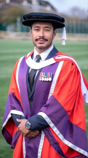 Nirmal Purja Instagram - EDUCATION IS KEY. Never stop dreaming big and never stop working on your new possible.

Today I am honoured to be made a Doctor of the University at Loughborough. This is where I studied by Post Graduate Diploma in 2012 – I believe that developing yourself and your skills is vital to achieving your dreams.

To everyone with a big dream, and to all those graduating today - don’t listen when people say your dreams are impossible – you must be self-disciplined and believe in your goal.    Make a goal that is bigger than just yourself. Make your goal something that will inspire others and make a positive change. Then work hard with all your heart to make it a reality. I truly believe that nothing is impossible – humans are capable of incredible things. Dream big, believe in yourself and work hard. Nothing is Impossible.
 
Copyright: @nimsdai #Nimsdai #EliteExped #Skydivenimsdai #Nimsdaifoundation #k2winter #Nimsdaistore #UKSF #K2winterno02 #14peaks #Achieveyournewpossible #nothingisimpossible #14peaksnothingisimpossible #SBS #Ghurka #beyondpossible #MotivationalSpeaker #Expedleader @lborouniversity @lborobusiness 

Watch here the full video (link in bio), and tag someone that needs to be inspired to #Achievetheirnewpossible and also don’t forget to subscribe to my #youtube channel