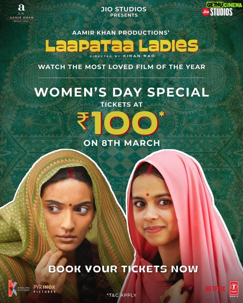 Nitanshi Goel Instagram - Special offer to watch our #LaapataaLadies with your ladies now in your near cinemas, to aa rahe hai naa aap? 🌸 Book your tickets now, link in bio. 🔗 @nitanshigoelofficial @pratibha_ranta @ss_this_side @chhaya.kadam.75 @ravikishann #Aamirkhan @raodyness #JyotiDeshpande @aamirkhanproductions @kindlingindia @officialjiostudios @tseries.official @bookmyshowin @pvrpictures @biplabgoswamicinema @snehadesaiofficial @ramsampathofficial @swanandkirkire @prashantpandeyofficial @divynidhisharma @shreyaghoshal @arijitsingh @sukhwindersinghofficial @sonamohapatra @mastercutpictures @antaraclicks @farooquinaved