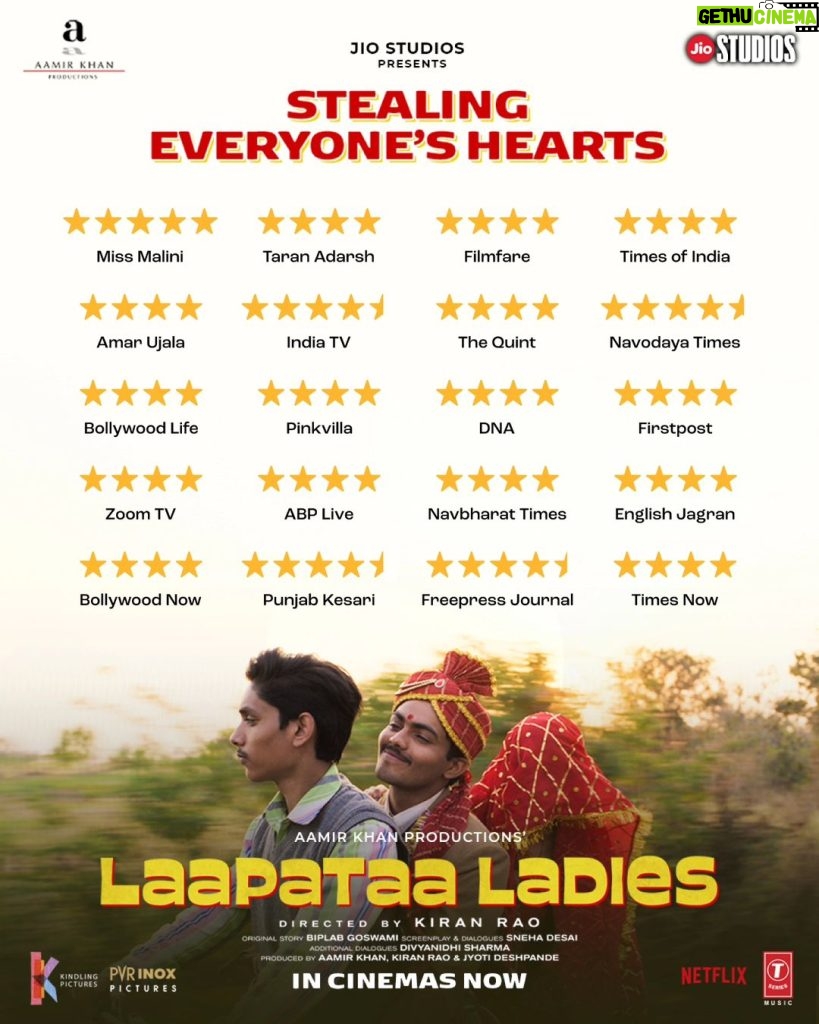 Nitanshi Goel Instagram - The starry cast has won some more stars it seems!✨ #LaapataaLadies in cinemas near you! @nitanshigoelofficial @pratibha_ranta @ss_this_side @chhaya.kadam.75 @ravikishann #Aamirkhan @raodyness #JyotiDeshpande @aamirkhanproductions @kindlingindia @officialjiostudios @tseries.official @bookmyshowin @pvrpictures @biplabgoswamicinema @snehadesaiofficial @ramsampathofficial @swanandkirkire @prashantpandeyofficial @divynidhisharma @shreyaghoshal @arijitsingh @sukhwindersinghofficial @sonamohapatra @mastercutpictures @antaraclicks @farooquinaved