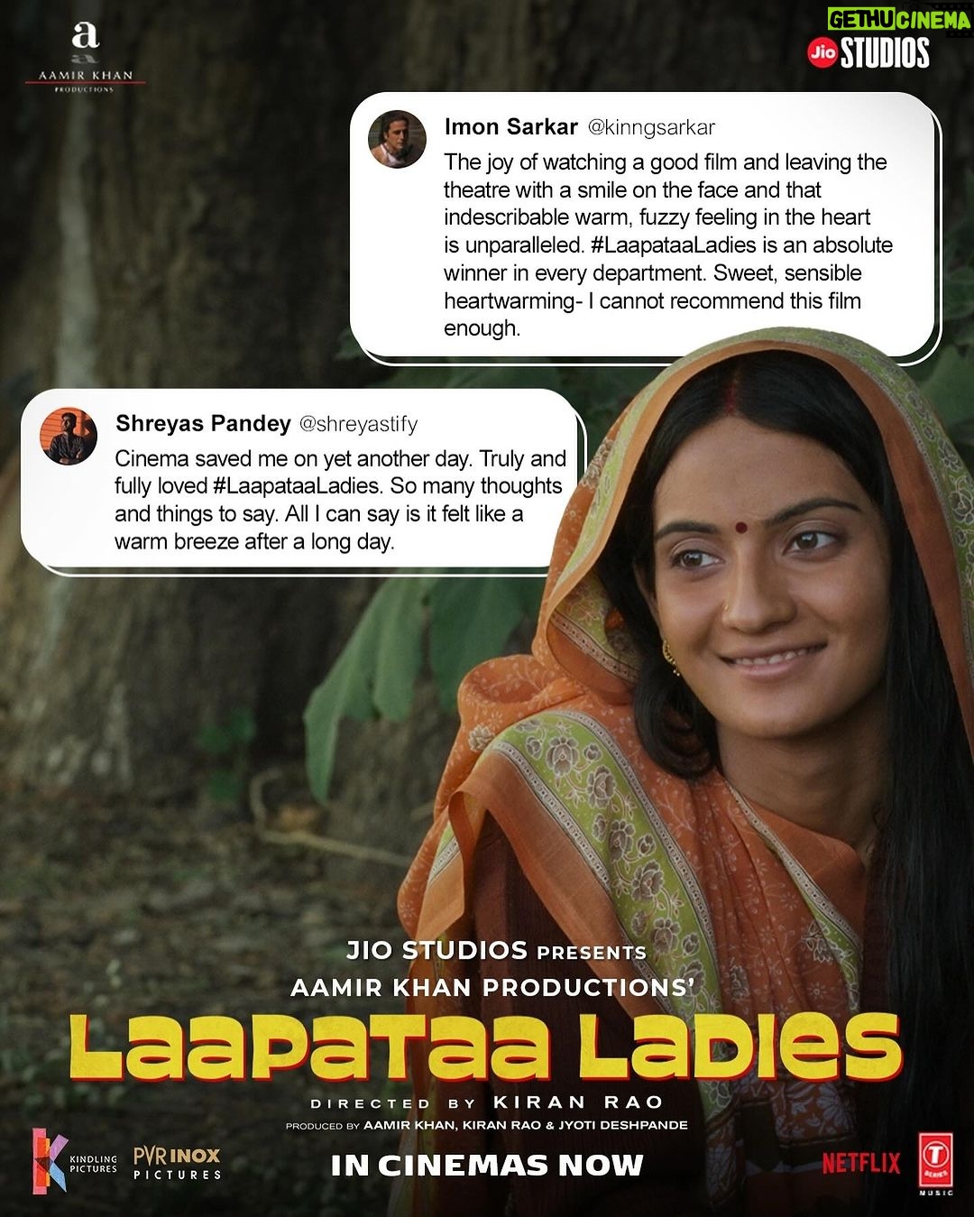 Nitanshi Goel Instagram - And the love keeps pouring in! #LaapataaLadies in your nearest cinemas, go watch now!β¨ Book your tickets now, link in bio. π @nitanshigoelofficial @pratibha_ranta @ss_this_side @chhaya.kadam.75 @ravikishann #Aamirkhan @raodyness #JyotiDeshpande @aamirkhanproductions @kindlingindia @officialjiostudios @tseries.official @bookmyshowin @pvrpictures @biplabgoswamicinema @snehadesaiofficial @ramsampathofficial @swanandkirkire @prashantpandeyofficial @divynidhisharma @shreyaghoshal @arijitsingh @sukhwindersinghofficial @sonamohapatra @mastercutpictures @antaraclicks @farooquinaved