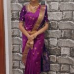 Niveditha Gowda Instagram - 😍💜 👗 : @rentyourlook_by_chandangowda VC : @_niharikapandit_ #reelsinstagram #reelitfeelit #saree