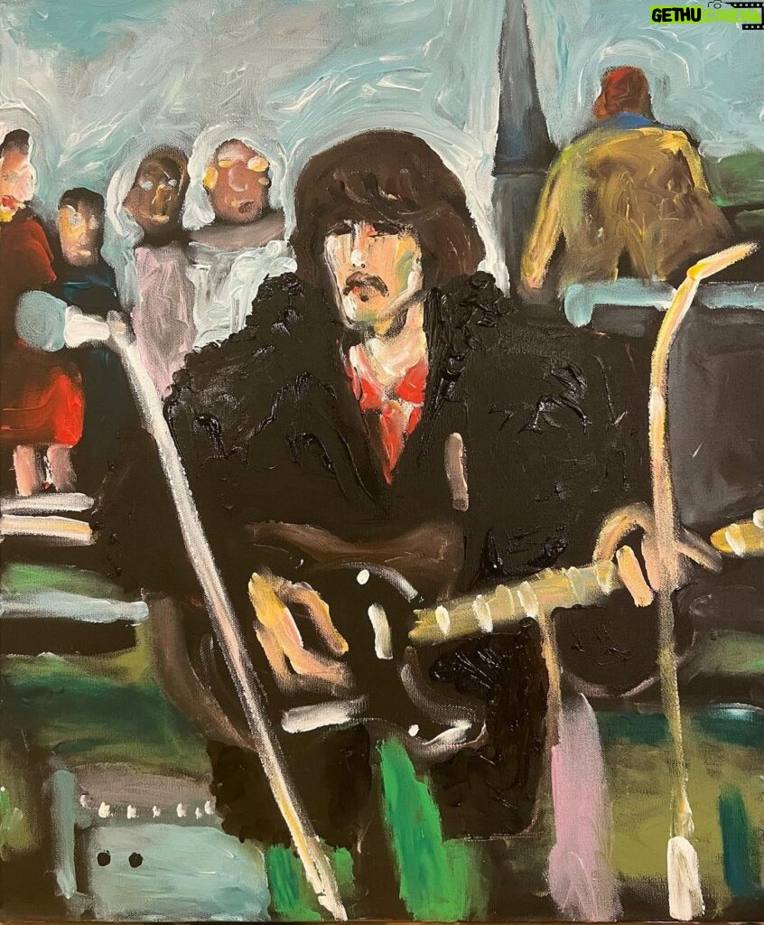 Noel Fielding Instagram - Quick finger painting of @georgeharrisonofficial in the Dream coat x @dhaniharrison @oliviaharrison x @nililotan x