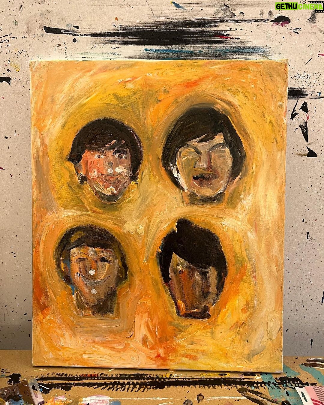 Noel Fielding Instagram - Last painting of 22 ! What a weird year ! Roll on 23 ! i hope you all have crazy adventures and lots of fun and laughter. Big squeeze from me in 20 23 ! i might join a circus or start a revolution. keep it real kids and dance at every opportunity x x x remember the old Goth loves ya x ps Hey hey we’re the Monkees and people say we Monkey around but we are too busy singing to put anybody down !!!! x This one is for you @melviscrawford x