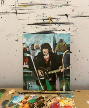 Noel Fielding Instagram - Quick finger painting of @georgeharrisonofficial in the Dream coat x @dhaniharrison @oliviaharrison x @nililotan x