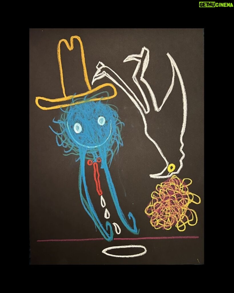 Noel Fielding Instagram - Blue Tony freaked out by Spaghetti Crow falling x crayon x