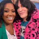 Noel Fielding Instagram - Reunited with my bestie @alisonhammond55 today on @thismorning ! and the hilarious @mcguinness.paddy ! Literally rolled around the sofa giggling. Three children pretending to be grown ups. Loved every minute x x x 💙🩷💚💜🩵❤️🧡 x