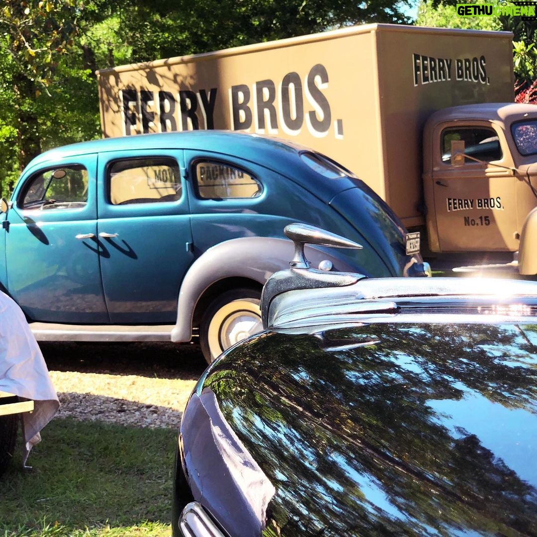 Noel Fisher Instagram - Behind the scenes with these beautiful old cars on #Capone. Also, my cross trainers really add a nice finishing touch to the 1940s vibe. 🔥🔥🔥