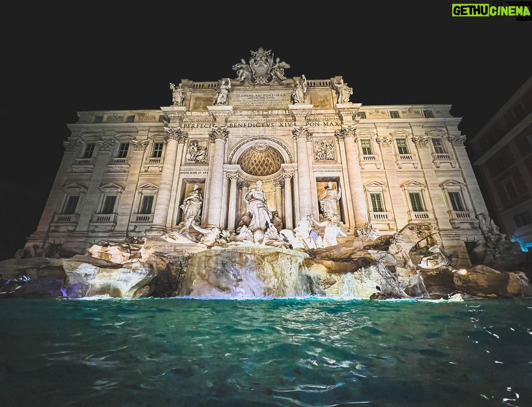 Noel Fisher Instagram - Trevi Fountain in Rome. Loved this fountain and the whole vibe around it. We dropped a couple coins in along with some wishes and watched a guy propose to his lady who accepted to huge public applause. It was great. Amazing fact we didn't know at the time, a charity uses all the coins thrown into the fountain (about 1.5 million euros annually) to help Rome's homeless population and families experiencing financial hardships. Awesome.