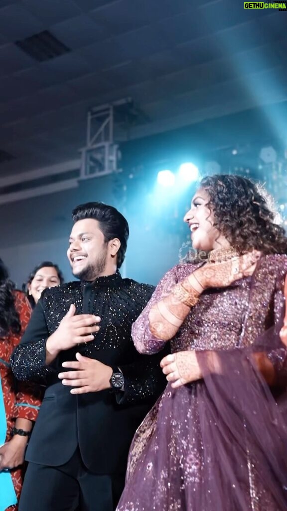 Noorin Shereef Instagram - "Love Lit Up the Night! 💕🎉 An Electric Wedding Reception with LED Walls, Sequins, and Disco Magic! 🌟cheers to Team @decorlabevents for creating the dreamy and chill vibes✨ #WeddingReceptionVibes #DanceFloorFrenzy #PartyTime #DJBeats #LoveAndDance Event decor and Management Partner : @decorlabevents Food & Beverages partner : @almas_weddings Bride outfit : @t.and.msignature Bride MUA: @theglamupstudio Groom outfit : @men_in_q_wedding Groom MUA : @artist_groom_makeover_studio Jewellery: @m.o.dsignature Mehendi : @ishqmehendi Cake : @pieceocake._ Thanks giving gift : @evrine_co Photo & video Partner : @avalonweddings