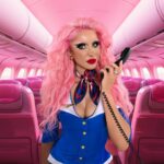 Norvina Instagram - Pam's not just serving snacks; she's flying the broom service at 30,000 feet! 🪄✈️✨ #PamTheSkyWitch"