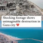 Nur Fazura Instagram - Shocking footage shows unimaginable destruction in #Gaza city ‼️ +70% of civilian infrastructure- including homes, hospitals & schools- have been destroyed or severely damaged. 84% of health facilities have been affected by attacks. Nowhere is safe.