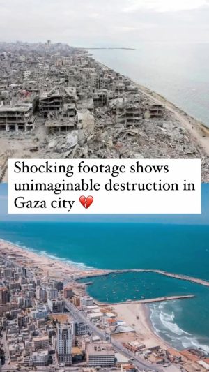 Nur Fazura Instagram - Shocking footage shows unimaginable destruction in #Gaza city ‼️
+70% of civilian infrastructure- including homes, hospitals & schools- have been destroyed or severely damaged.
84% of health facilities have been affected by attacks.
Nowhere is safe.