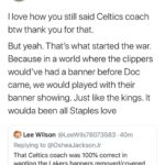 O'Shea Jackson Jr. Instagram - I always said the Celtics coach hyped y’all up man. Vinny Del Negro wasn’t trippin. But when a Celtic comes in and hypes y’all I’m to cover up the banners. Deface the statues and all that noise. It became War. When I was younger, Darius miles, Quentin Richardson, Corey maggette were dope to me. Then when baron davis and Blake were there that was even more entertaining. Then the Chris Paul thing happened and it hurt because we knew that was Kobe’s chance to get 2-3 more rings and it was taken away from us. But when you brought in Doc and tried to bang on us. It was on and crackin. It’s never been a rivalry. The Lakers and clippers are a feud. The Lakers and Celtics are a rivalry. And y’all brought in the enemy and tried to switch up. Some people get that. Some don’t. Either way it should never go beyond just basketball