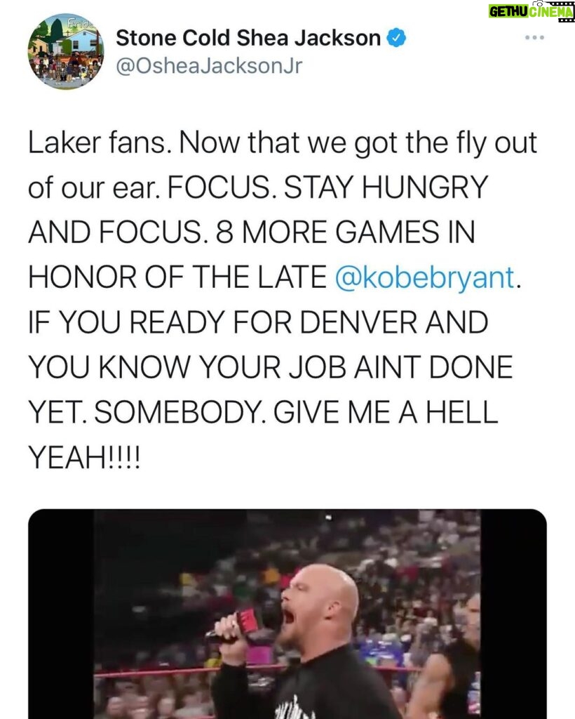 O'Shea Jackson Jr. Instagram - It’s time to focus. We had our fun. We know what the task really is. I just had to let those who wanna claim the city know what’s good. And who really run this town. Now we gotta focus on these nuggets Laker fans. Mamba on 3. 1..2..3. MAMBA
