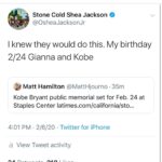 O'Shea Jackson Jr. Instagram - I told y’all...... Lakers never have a game on February 24th. For as long as I can recall. Little did I know that Kobe’s funeral would be on my birthday. Heartbroken...just aint the word