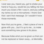 O'Shea Jackson Jr. Instagram - Dear Kobe.....