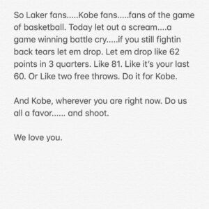 O'Shea Jackson Jr. Instagram - Dear Kobe.....