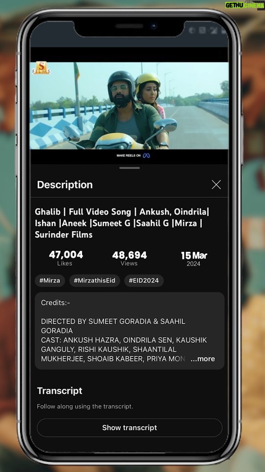 Oindrila Sen Instagram - 100K+ VIEWS AND 300+ REELS ALREADY.. We are extremely grateful and overwhelmed with your response to our first song GHALIB. Thank you for the overwhelming love! Keep listening and sharing the magic! 💖🎶 @surinderfilms @ankushmotionpictures #Ghalib #Mirza #Eid2024