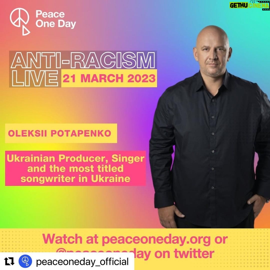 Oleksii Potapenko Instagram - Peace One Day is pleased to announce that Oleksii Potapenko will be joining us for Anti-Racism Live 21 March 2023. Follow our social media for announcements, and visit peaceoneday.org or @PeaceOneDay on Twitter to watch the broadcast and register for more info. @sdgaction @kofiannan @heineken #AntiRacimLive #21March #PeaceOneDay #PeaceDay #DoYourPeace #GlobalGoals #SDGs #TurnItAround #KofiAnnan #CyberNonViolence #JeremyGilley #after21March #fightracism @peaceoneday_official is live now!