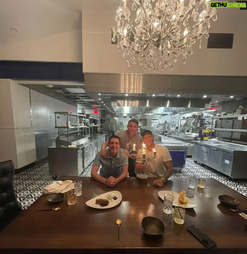 Oliver Phelps Instagram - Now that's a chefs table! Huge thanks to Jason and the team at @wrigleymansion for the brilliant food, wine and setting. 😊😇 Wrigley Mansion