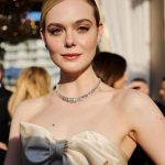 Olivier Rousteing Instagram - L’élégance Balmain at the Golden Globes 🤍 @ellefanning styled by @samanthamcmillen_stylist Pierre Balmain gown from 1960 The French legacy , so proud of showing the incredible craft and savoir faire from The Balmain House .