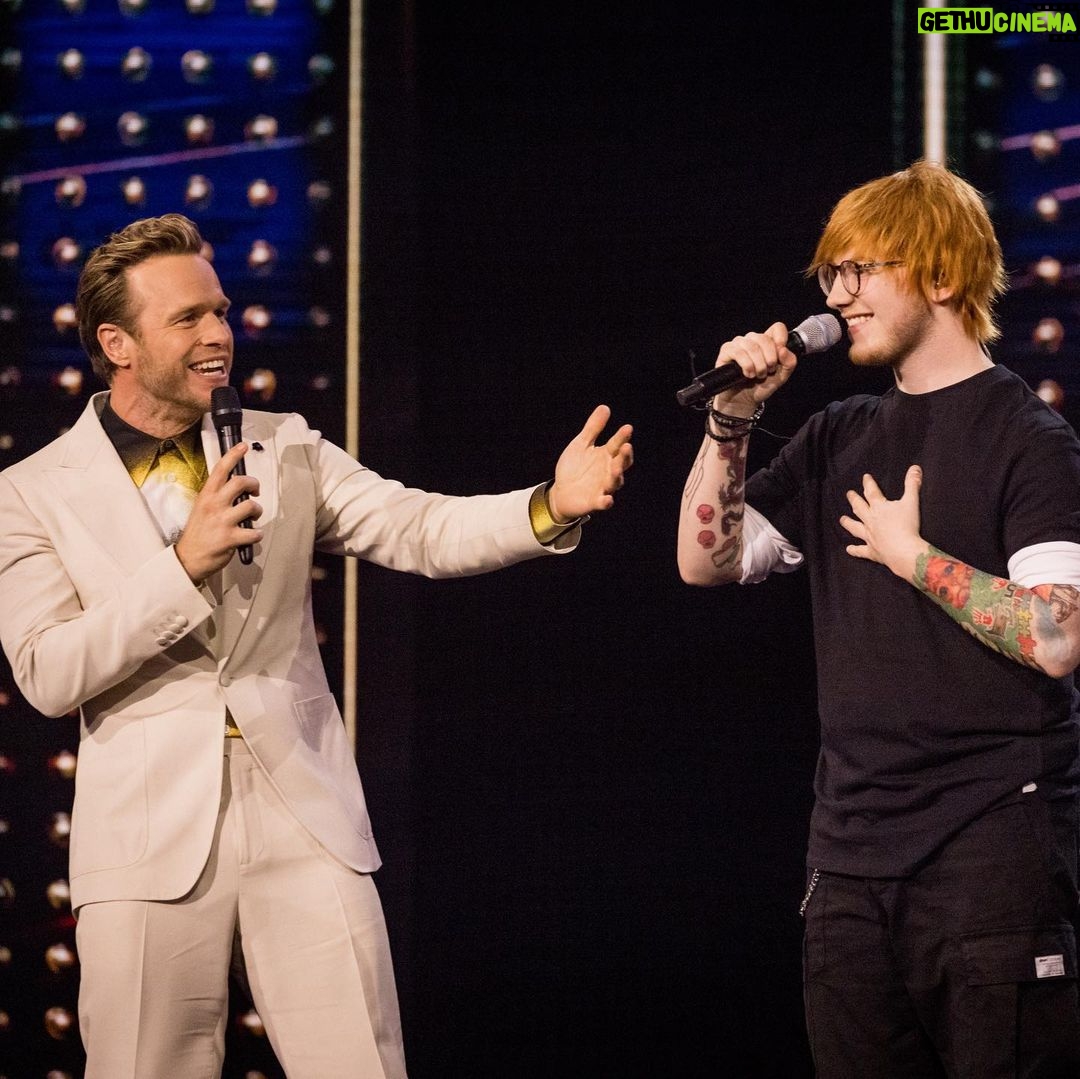 Olly Murs Instagram - Was loving the old whistle this week! Proper rascal number in the old white! Loved it! Another weekend of awesome transformations on Starstruck, the Ed Sheeran’s were crazy! Congrats to my man @cbmusic20 on reaching the final! Unreal mate!! . . Suit @lardiniofficial Shirt @alexandermcqueen Shoes @georgecleverley
