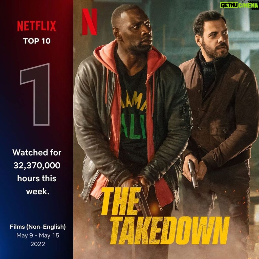 Omar Sy Instagram - After just 10 days, THE TAKEDOWN held onto the #1 spot on Netflix's Top 10 & also cracked the Most Popular Films list at #8 🔥 Thank you 🌍🌎🌏