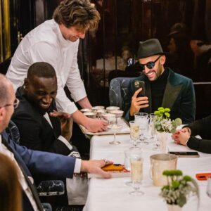 Omar Sy Instagram - Riding with the fam on @vsoetrain 
celebrating @jeanimbert first meal on it & @mynameishelenesy birthday !