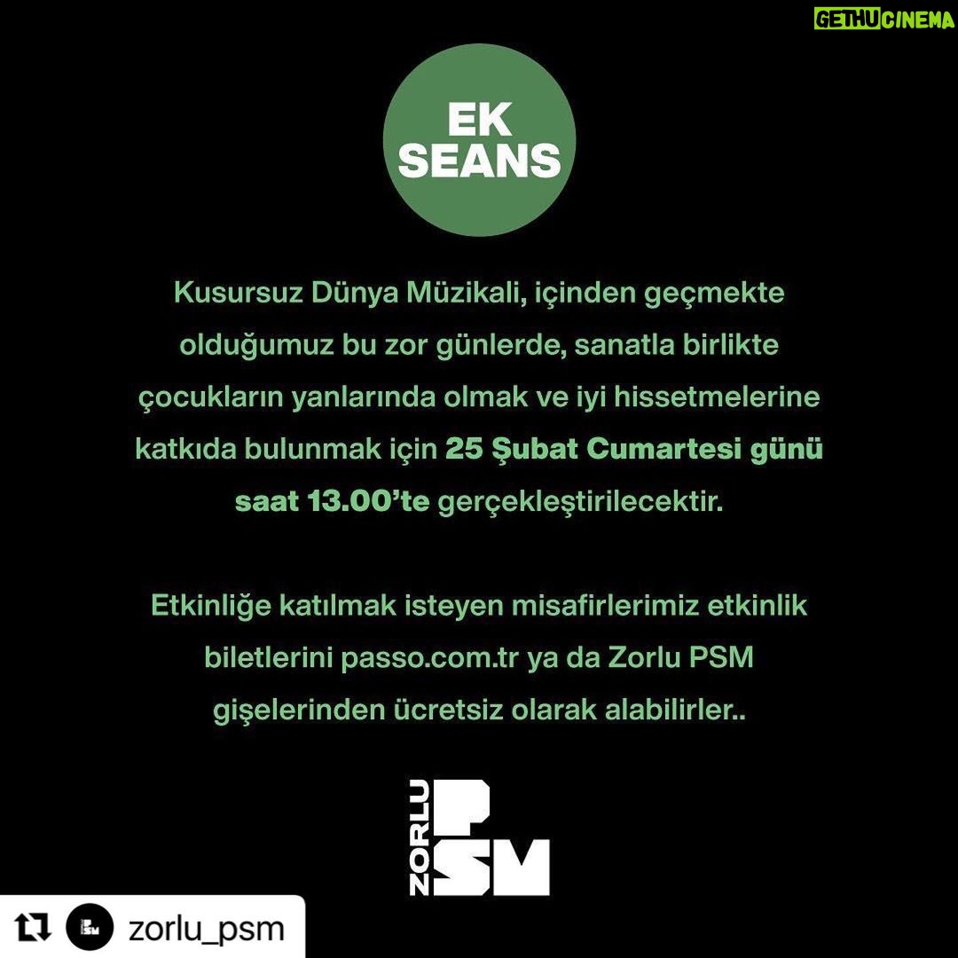 Pınar Altuğ Instagram - #Repost @zorlu_psm with @use.repost ・・・ Kusursuz Dünya Müzikali, içinden geçmekte olduğumuz bu zor günlerde, sanatla birlikte çocukların yanlarında olmak ve iyi hissetmelerine katkıda bulunmak için 25 Şubat Cumartesi günü saat 13.00’te gerçekleştirilecektir. Etkinliğe katılmak isteyen misafirlerimiz etkinlik biletlerini passo.com.tr ya da Zorlu PSM gişelerinden ücretsiz olarak alabilirler.