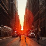 Pakorn Thanasrivanitchai Instagram - Manhattanhenge 💫🌅 . Hail Mary to the city, you're a virgin! 🙃 #nyc #newyorkcity New York, New York