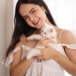 Palak Sindhwani Instagram - Bella Morning to you guys!! 🐱🧿🤍 I was shooting for a campaign 2 days ago and my little bundle of joy Bella came running to me and started playing, so we managed to click a few pictures with her haha!! ☺️ Captured by - @vaishnavcreation #goodmorning #bella #petlover #fyp #instamood #love #purelove #joy #instalove #palaksindhwani #blessed