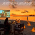 Pamela Reif Instagram – Well, can I now say that Brad Pitt looked at me? 🤣🤣♥️ Beach Cinema for 2 🥹 mom chose one of her favorite movies for: „Meet Joe Black“ 🎬 a dreamy sunset, delicious dinner, shedding some tears for the movie & spending quality time with mom – this was a 1000 out of 10 evening, everything was pure perfectionnnn 🥲🌅 

What’s your fave movie? Tell me which one you’d like to watch here! (I hardly know any movies – only every single one by Nicholas Sparks hoho) 👀 #romantic 

📍@gili.lankanfushi resort via @maledivenreisen 

 #movienight #paradise #maldives #pinchme Gili Lankanfushi, Maldives