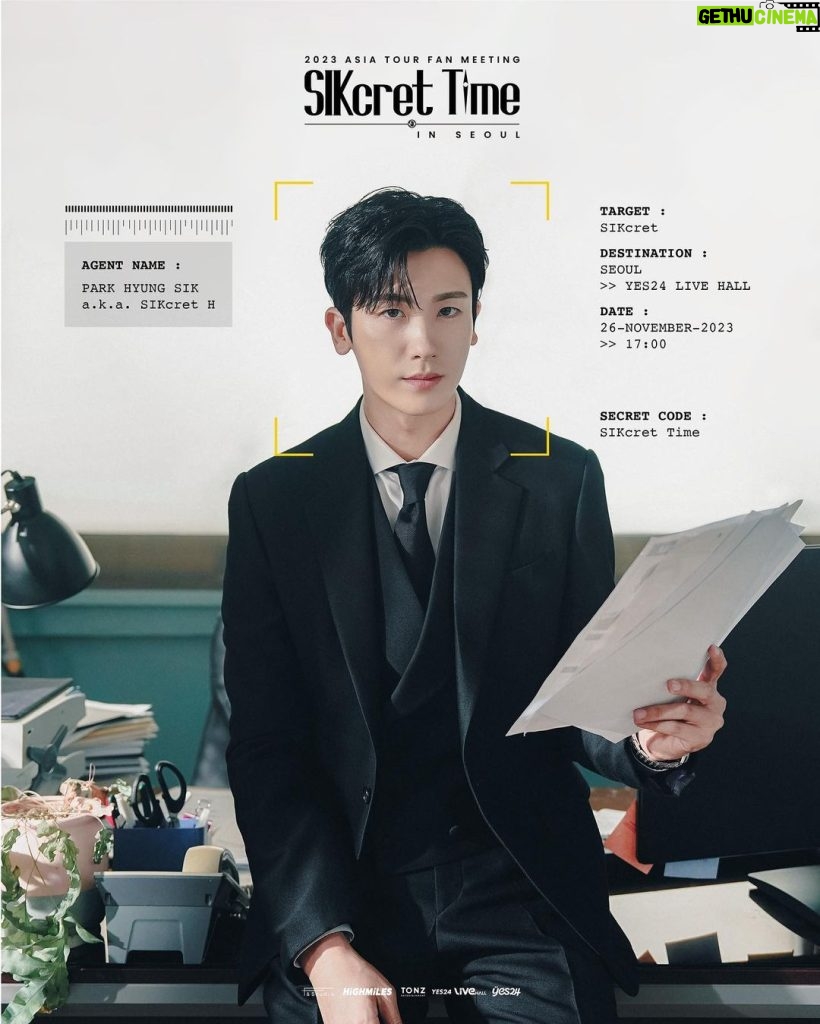 Park Hyung-sik Instagram - 2023 ASIA TOUR FAN MEETING “SIKcret Time” in SEOUL. 2023. 11. 26. 오후5시 YES24 Live Hall. 티켓오픈 : 2023. 10. 24. 오후 7시 YES24 우리 곧 만나요! 🤫