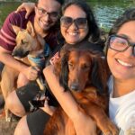 Parvathy Instagram - Super trooper dobster! 🧿 1. Sunset paddle-boarding, bruh! 2. A chill state of mind! (after trying to chase jelly fishes and giving mommy dearest very many heart attacks) 3. ‘Beach, don’t be chasing other dogs and snapping the leash!’, mommy says. 4. Mr. Snifferton just before he went ahead and did exactly what mommy asked him not to (read 3.) 5. Perfect morning picnic avec special hangdrum concert by aunt @rimakallingal Good times! 6. Kayaking, wohoo! Although a bit concerned that mema @athirasujatha was already threatening to bump into us.(volume up) 7. Mommy showed me mangroves and boats! 8. Farmhouse fun-dos with cousin Hazel, Mema @athirasujatha and meman @shameemp86 ! 9. Bunnyhops because dobster is smol. #omatawheee 10. Met aunty @dhanyarajendran’s dog sorry cat Twixie. Mixed emotions were felt.