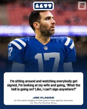 Pat McAfee Instagram - Joe Flacco had to be patient before signing with the Colts.

(via @patmcafeeshow)