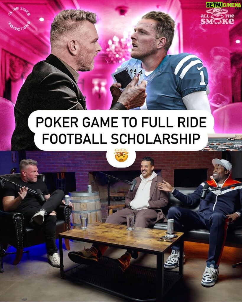 Pat McAfee Instagram - It took an unconventional journey for Pat McAfee to get his West Virginia scholarship offer. 😳 Watch episode 222 with @patmcafeeshow on the @allthesmoke.productions YouTube.